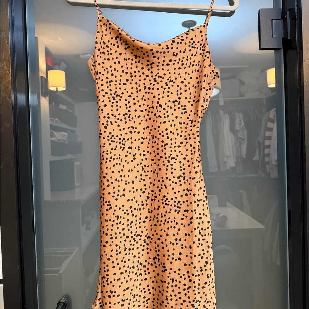Polka Dot Mini Dress in Orange and Black